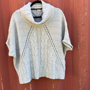 Design Studio Gray Faux Poncho Short Sleeve Chunky Sweater